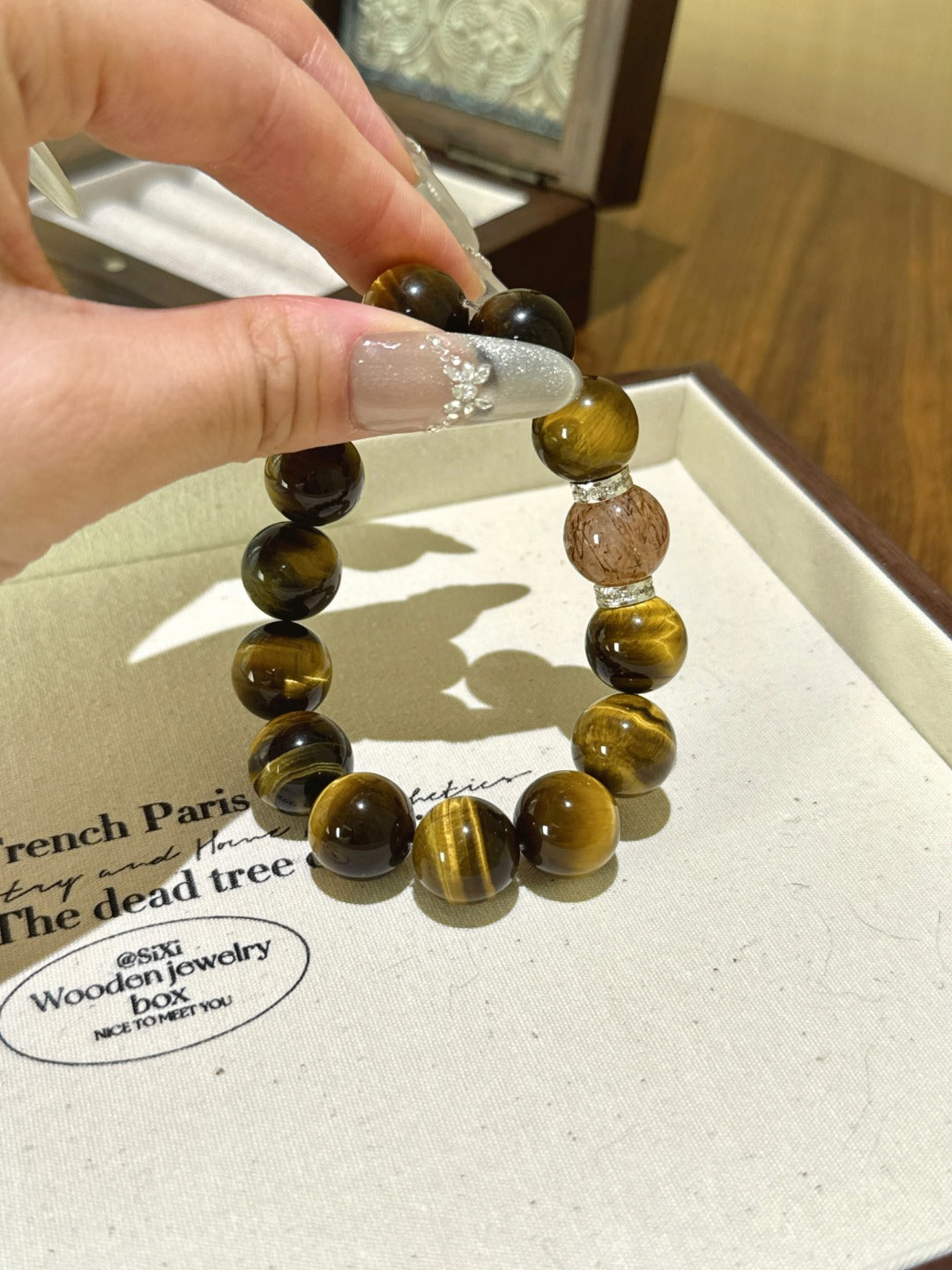 ▫️▪️ Yellow tiger's eye black gold super bracelet